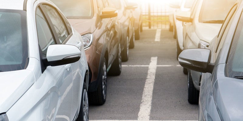 used cars parked in lot